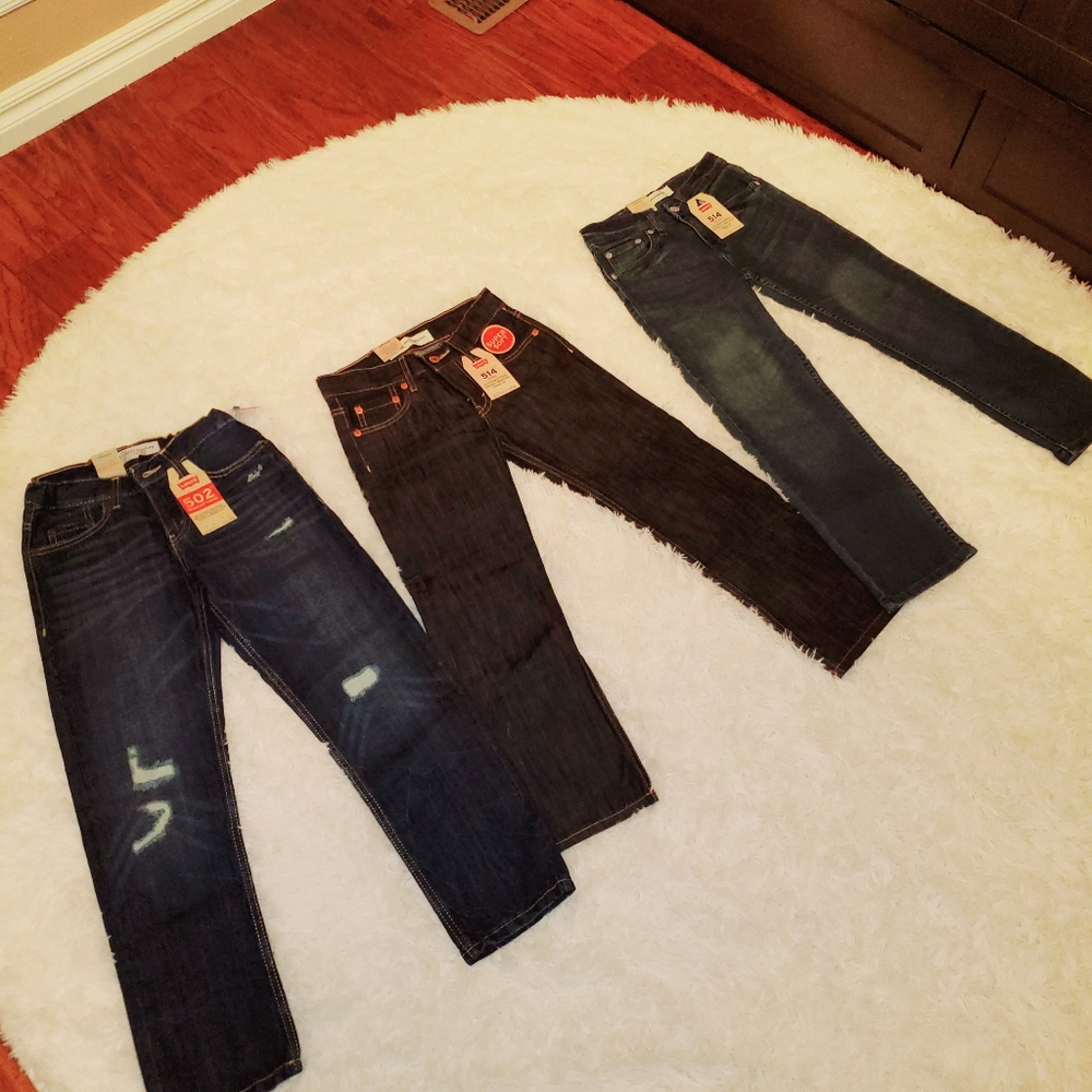 NWTs Three (3) Pairs of Levi's designer girls blue jeans, size 8